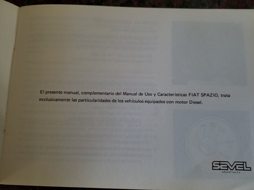Manual Fiat Spazio Diesel Completo - Excelente Estado 1