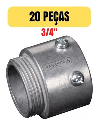 Kit 20 Conector Unidut Aluminio Conico Com Rosca 3/4 Tramont 1