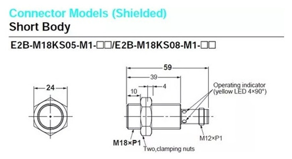 Sensor Indutivo M18 Pnp Nf 8mm E2b-m18ks08-m1-b2 Omron 1
