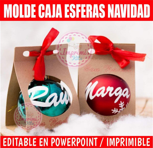 Molde Editable Caja Soporte Esferas Bola Navidad Powerpoint 1
