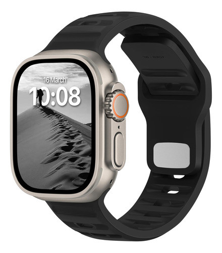 Malla Silicona Deportiva Para  Apple Watch 49/45/44/42mm Neg 0