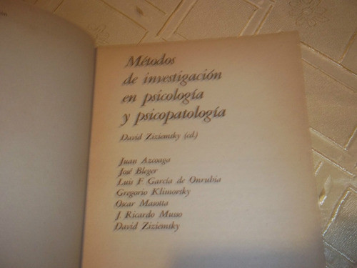 Metodos Investigacion Psicologia Y Psicopatologia Ziziemsky 1