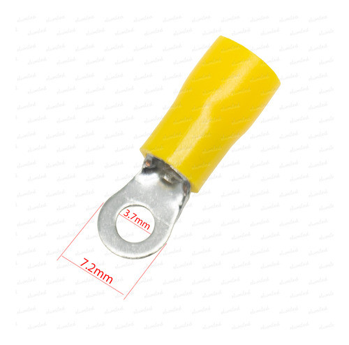 50 Terminales Preaislado Ojal Amarillo C1 3.7mm 2.6-6.5mm2 1