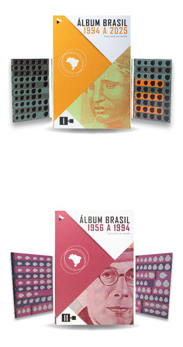 Kit Álbum Moedas Real 1994 A 2025 + Álbum Brasil 1956 A 1994 0