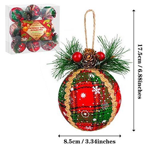 Adornos Arbol Navideño Bolas Diseño A Cuadros 9 Unidades 1