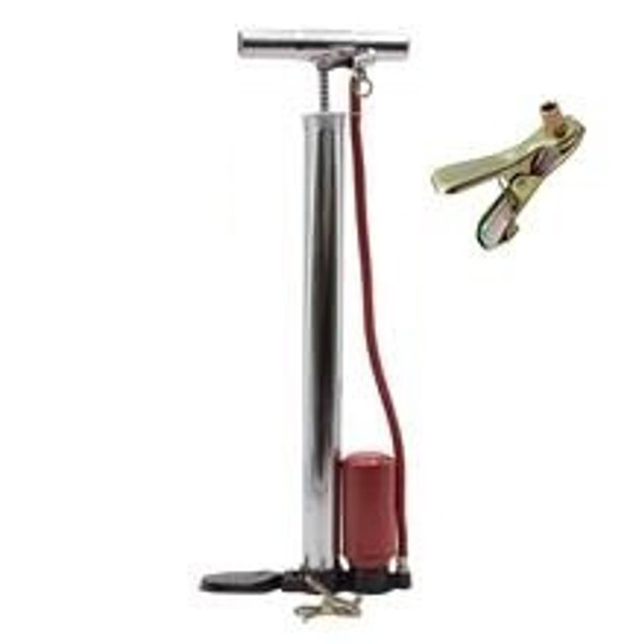 Inflador Pie,mano Bicicleta Auto Moto Con Pico Adaptador 1