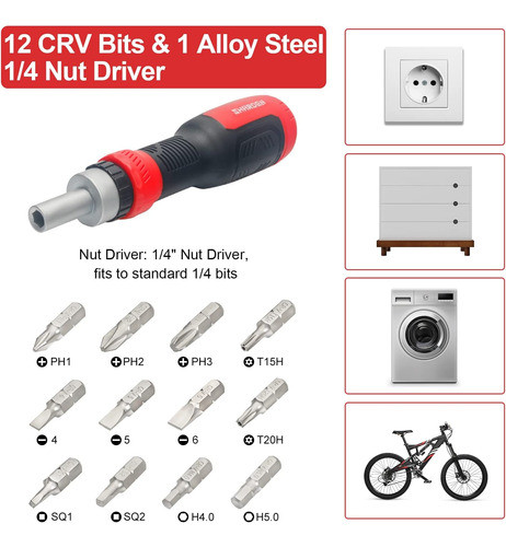 Set D/destornilladores Sharden 13 En 1 D/triquete - Rojo 1