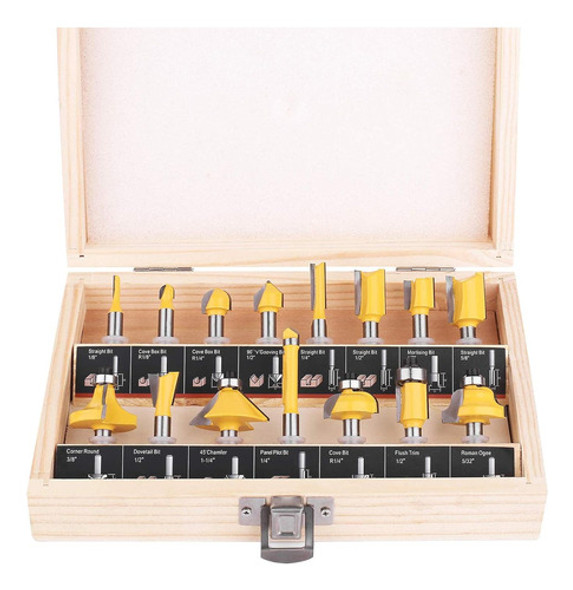 Conjunto De 15 Piezas De Router Para Principiantes 6,35 Mm 0