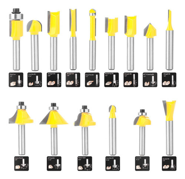 Conjunto De 15 Piezas De Router Para Principiantes 6,35 Mm 1