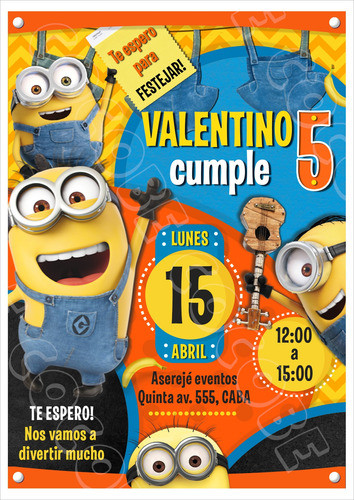 Invitación De Cumpleaños Digital Personalizada Minions 0