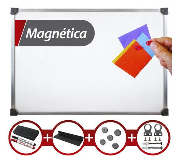 Pizarra Blanca Premium 60x80 Marco Aluminio + Accesorios 0