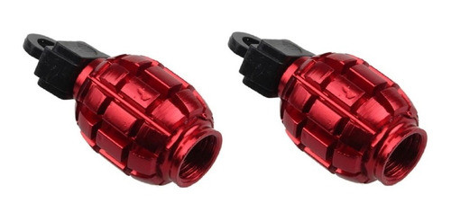 2 Tampas De Bico Pneu Moto Carro Em Alumínio Cor Vermelho 1