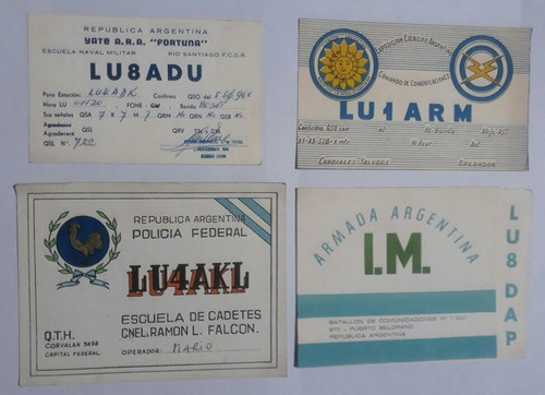 4 Tarjetas Qsl Radioaficionado Yate Fortuna,ara,pto.belgrano 0
