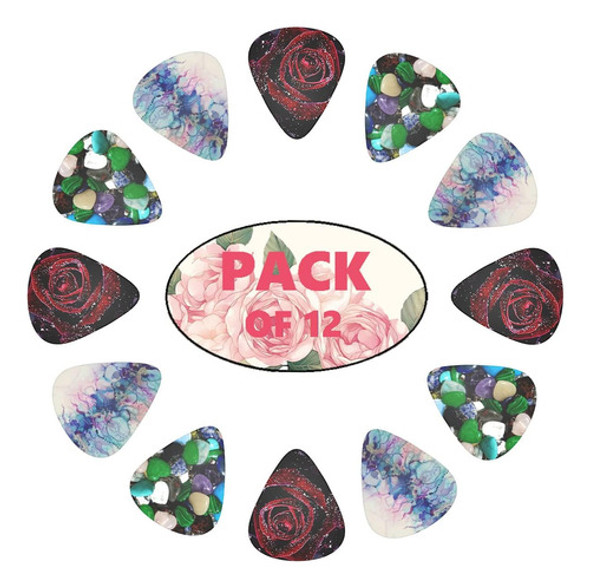 Púas De Guitarra Marble Ink Turquoise Stone Rose Bass Picks 0