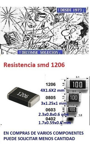 Resistencia Chip Smd (1206) 1/4w 5% 150 Ohm X 100 U 1