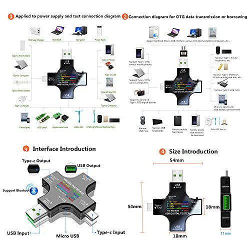 Probador Usb Multifuncional 2 1 Tipo C Multímetro Digital Pa 1