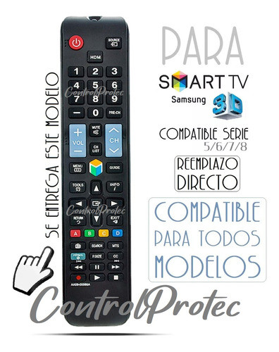 Control Remoto Para Smart Tv Samsung 3d Led Aa59-00809a 1