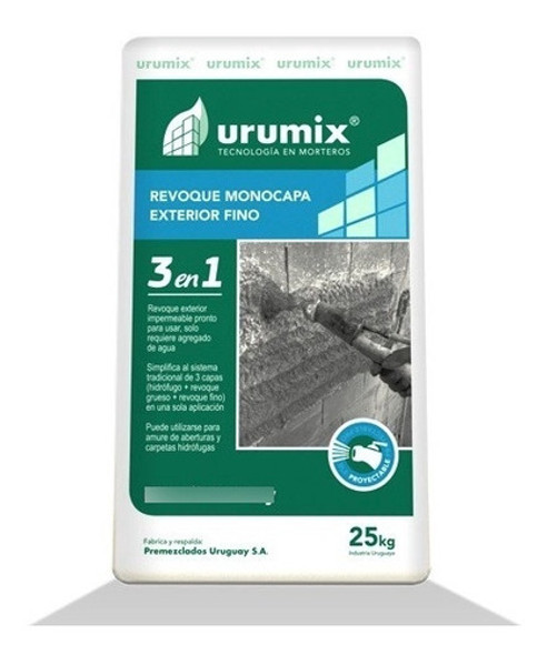 Revoque Monocapa Exterior Fino 3 En 1 Urumix Manual 0