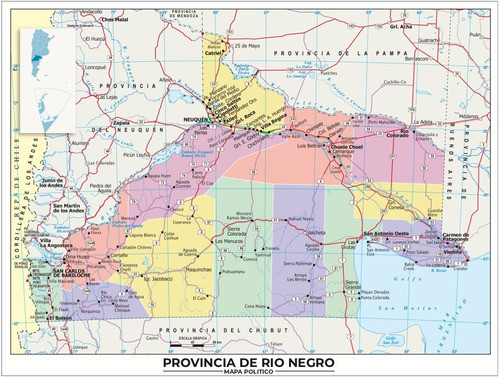 Mapa Provincia De Rio Negro Lona 65cm X 90cm Politico 0