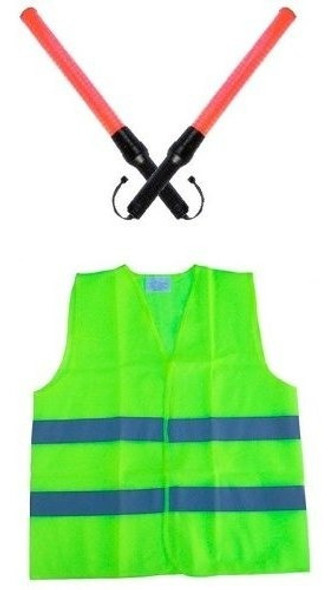 Kit Señalero - Chaleco Reflectivo + Bastones Luminosos X 2 0
