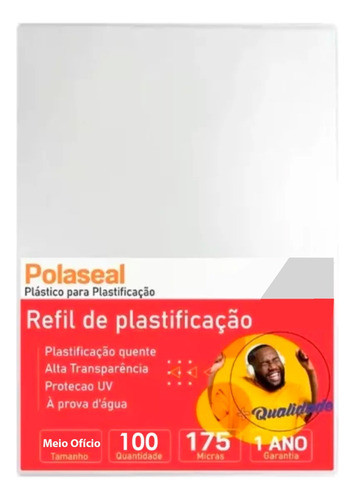 Polaseal Para Plastificação Meio Ofício 170x226x0,07 100un 0