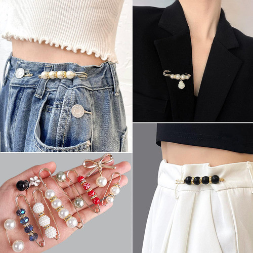 Broches De Moda Para Mujeres, 80 Piezas, Perlas Dobles Falsa 1