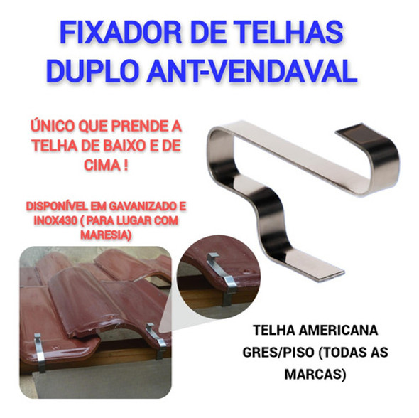 300 Fixador Telha Americana Gres/piso Anti Vendaval Galvaniz 1