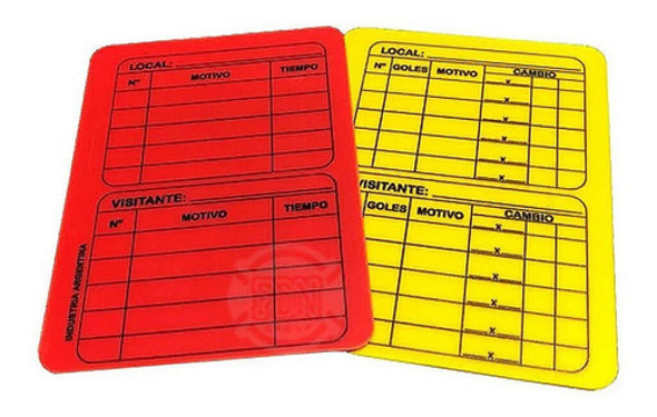 Tarjeta Arbitro  Futbol Roja Amarillo Juego Entrenamientos C 1