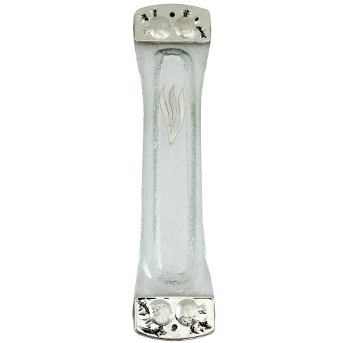 Mezuza De Vidrio De 20 Cm Con Placa De Metal Con Granadas 0