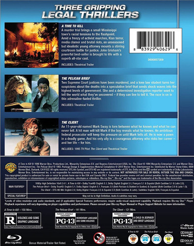 Blu-ray Tiempo De Matar + El Informe Pelicano + El Cliente 1