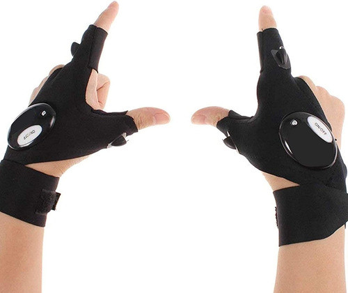 Guante Con Luz Led Linterna Camping Pesca Trabajo Pilas X2 © 1