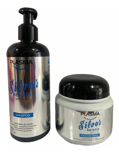 Shampoo Y Mascara Silver Con Keratina Plasma Matizador Ceniz 0