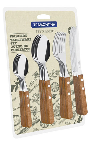 Juego Cubiertos Mango Madera 16 Piezas  Dynamic 0