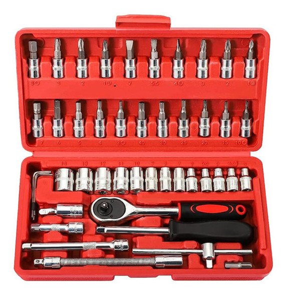 Set Juego De Tubo Llaves Acero Puntas 46 Piezas Herramientas 0
