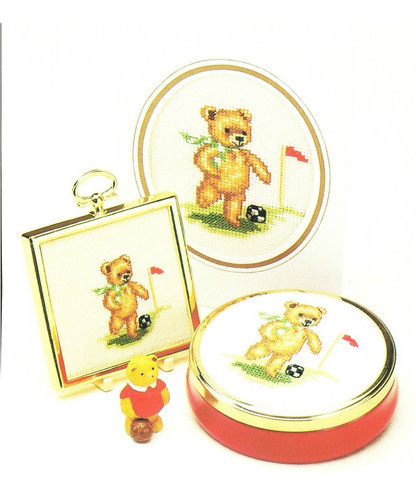 Kit De Punto Cruz Mini - Osito Futbolista Tela Hilos, Patrón 0