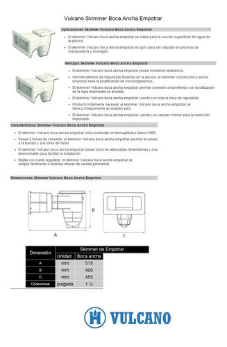 Skimmer Boca Ancha Vulcano Piscina Pileta Empotrar 119003 1