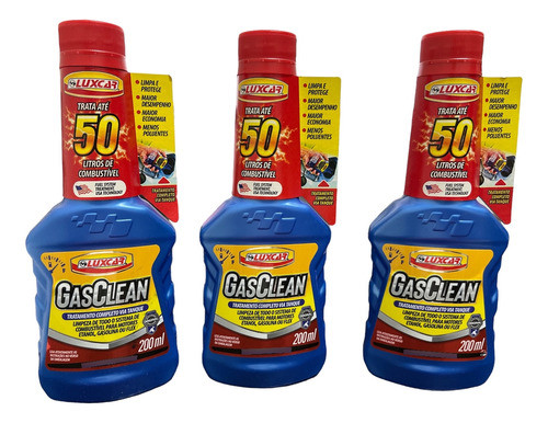 Kit 3 Gasclean Aditivo De Combustível Luxcar 200ml 0