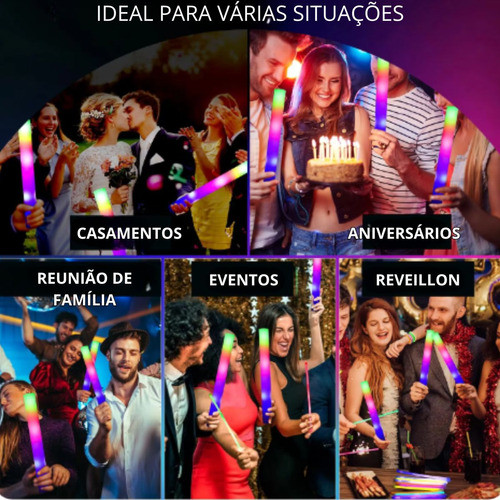 30 Bastão Espuma Led 39cm Grande P Personalizar Festa Balada 1