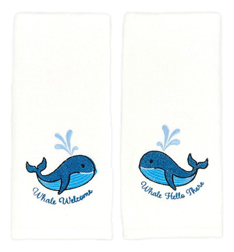 Serafina Home Summer Soft Absorbent Whale Guest Hand Towels: 0