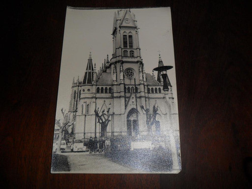 Antigua Fotografia Iglesia Basilica Plaza Pueblo Citroen 3cv 0