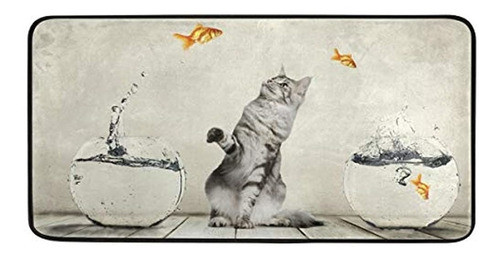 Alfombra De Cocina Moyyo Animal Gracioso Lindo Gato Pescado 0
