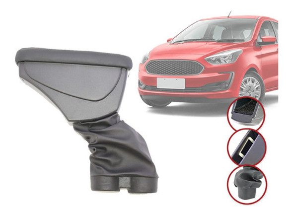Apoio De Braço Ford Ka 2018 Couro Grafite Costura Laranja 0