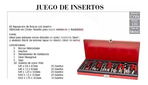 Kit Para Reparación Roscas Insertos Machos Mechas 131 Piezas 1