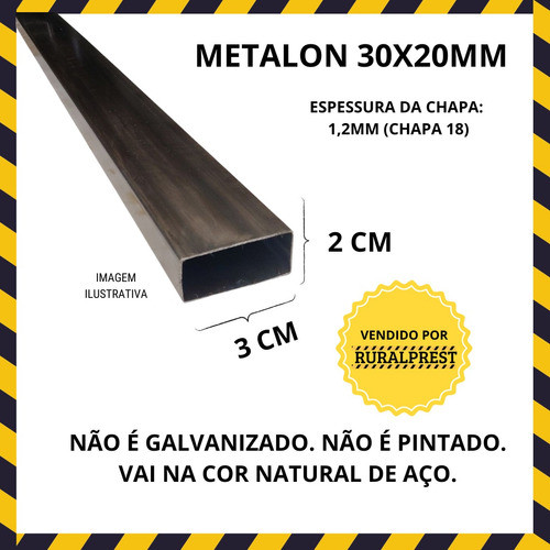 Metalon 20x30 Tubo Retangular De Aço - 2 Peças De 154cm 1