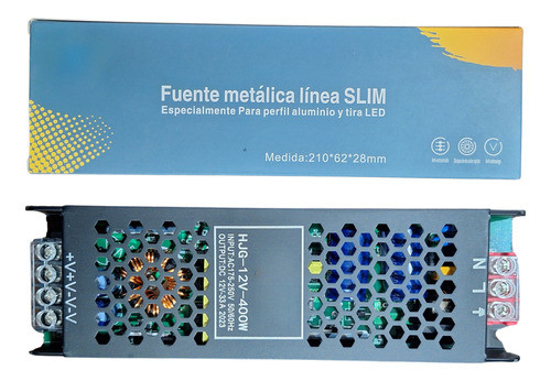 Fuente Metálica 12v Negro Ultrafina 400w 33a Tira Led Lubox 0