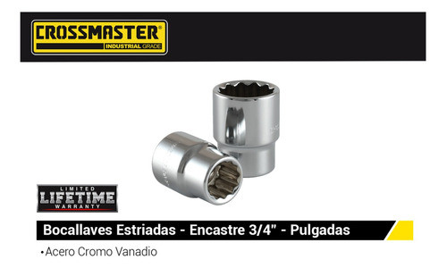 Bocallave Estriada 1-1/4'' Encastre 3/4'' Crossmaster 1