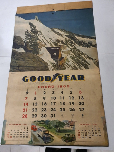 Antiguo Almanaque Good Year De 1962 De Gran Tamaño 0
