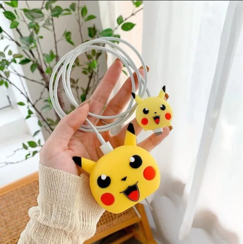 Capa Protetora Carregador E Cabo Compatível Pikachu 1