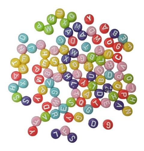 Cuentas De Acrilico Letras Colores X 100 Und Pulsera-bijou 0