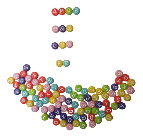 Cuentas De Acrilico Letras Colores X 100 Und Pulsera-bijou 1